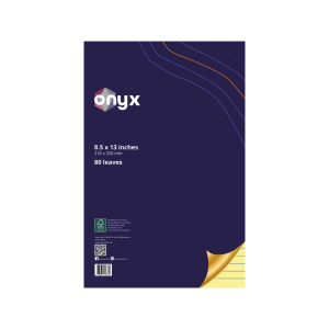 Yellow Ruled Pad. 80 Leaves, 8.5 x 13 inches (216 x 330 mm). Classic yellow paper is easy on the eyes and makes black and blue ink stand out for maximum clarity. Perforated top for clean and easy tear-away sheets, perfect for memos, lists, and action items. Sturdy cardboard back provides a firm writing surface, even when you're away from your desk.
